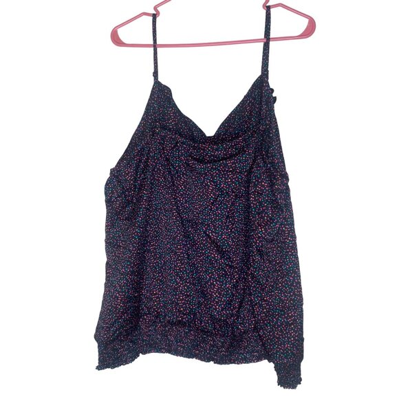 Lane Bryant Sleeveless Top Womens 26/28 Black Polka Dot Ruffle Smoked Hem Summer - Picture 6 of 12